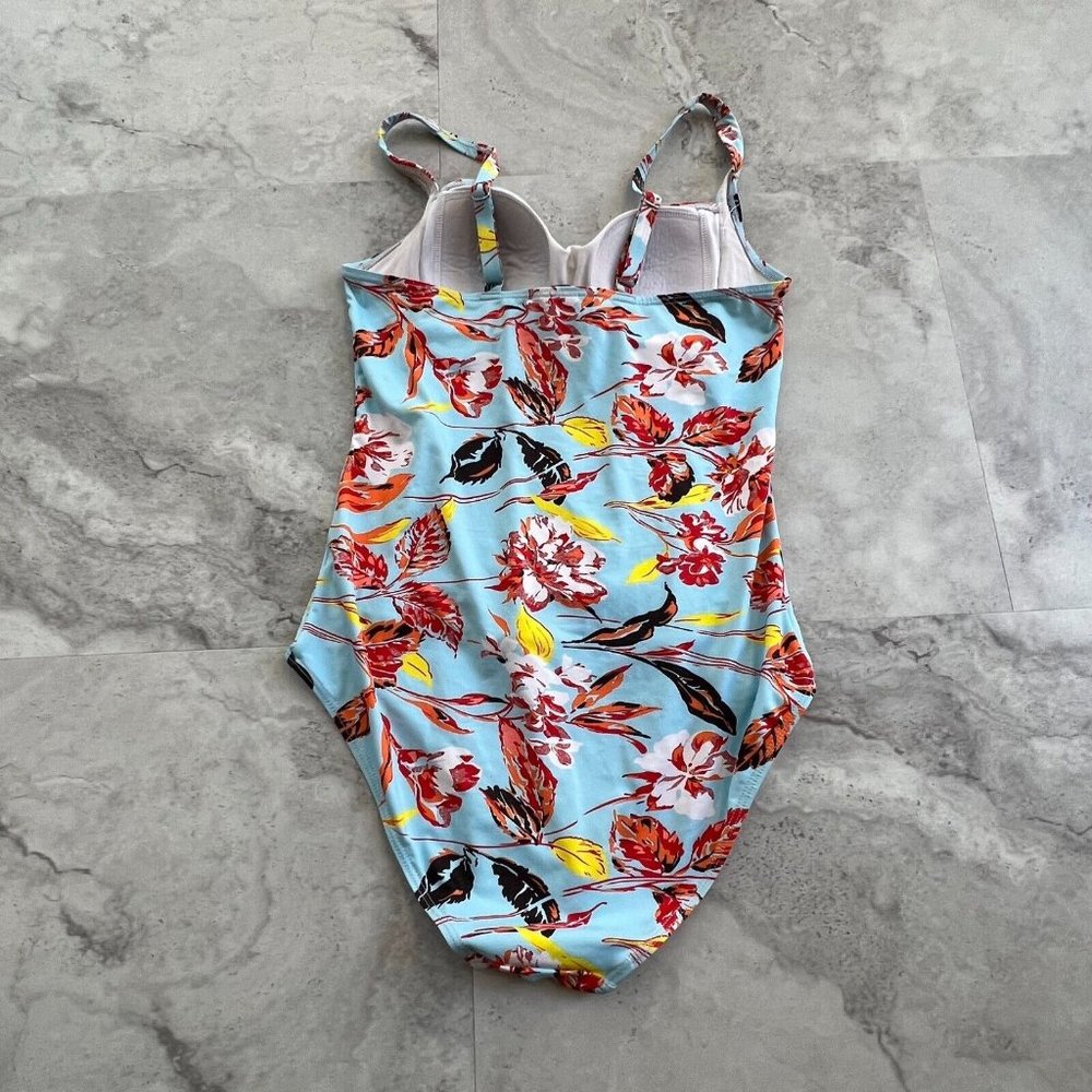 Ekouaer One Piece Floral Blue Swimsuit Size Medium M - Picture 2 of 4